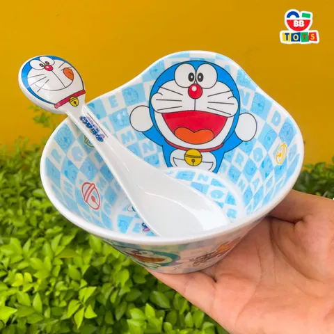 Bộ Set Bát Cốc Ly Nhựa Uống Nước Doraemon Cho Bé - Đồ Dùng Ăn Dặm An Toàn, Thiết Kế Ngộ Nghĩnh Cá Tính