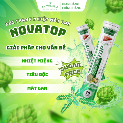 Viên sủi Novatop hỗ trợ thanh nhiệt, giảm nhiệt miệng, tiêu độc, mát gan (20 viên)