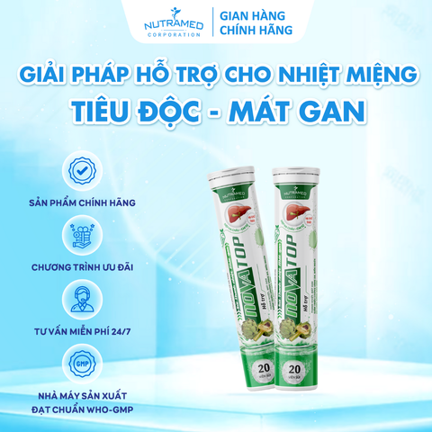 Viên sủi Novatop hỗ trợ thanh nhiệt, giảm nhiệt miệng, tiêu độc, mát gan (20 viên)