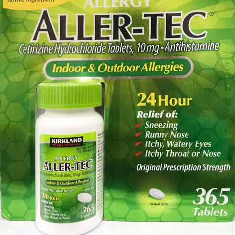 Viên chống dị ứng Kirkland Signature Aller-Tec 365 viên - Giảm triệu chứng dị ứng hiệu quả, chính hãng Mỹ