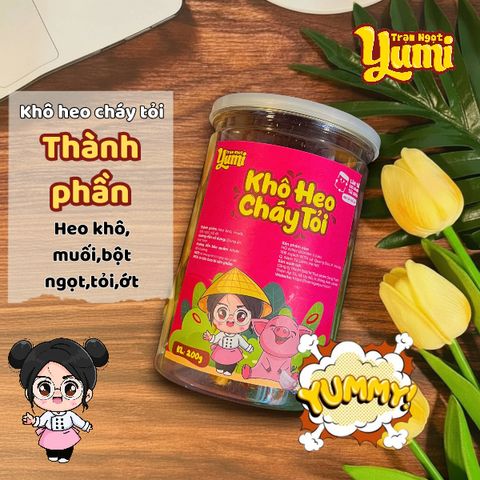 Khô Heo Cháy Tỏi Yumi - Đồ Ăn Vặt Thịt Lợn Xé Sợi Ngon Miệng, Hương Vị Thơm Ngon, An Toàn Vệ Sinh, Thích Hợp Ăn Liền
