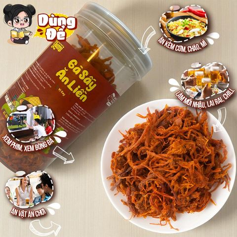 Gà Sấy Ăn Liền Yumi - Khô Gà Xé Sợi Vị Cay Nhà Làm, Snack An Toàn Vệ Sinh, Thực Phẩm Dinh Dưỡng 200g & 300g