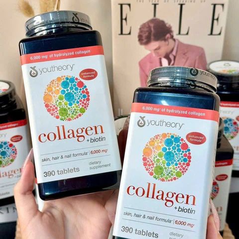 Viên Uống Collagen Youtheory 390 Viên - Cải Thiện Da, Tóc, Móng - Tăng Cường Đề Kháng và Sức Khỏe Khớp - Mỹ
