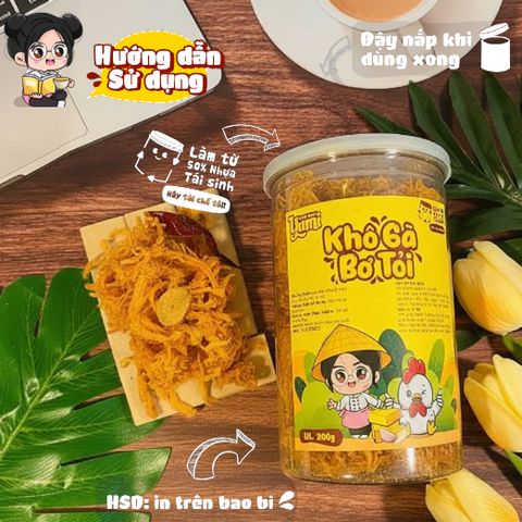 Khô Gà Sốt Bơ Tỏi Yumi - Đồ Ăn Vặt Ngon Béo Nhẹ 200g, Thơm Ngậy An Toàn Vệ Sinh, Gà Xé Sợi Việt Nam