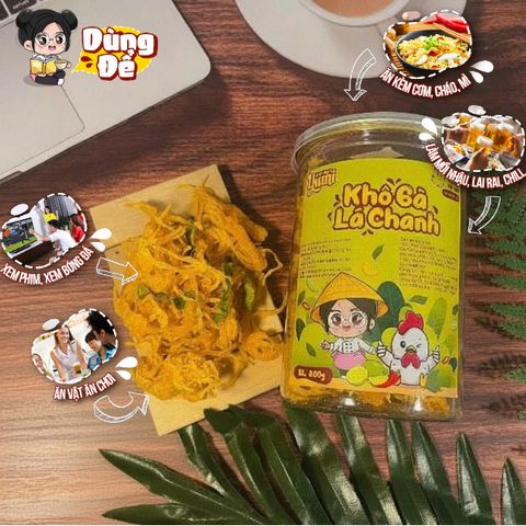 Khô Gà Lá Chanh Yumi - Đồ Ăn Vặt Hảo Hạng Xé Sợi Chua Cay Thơm Ngon An Toàn - 200g/300g