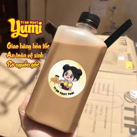 Chai nhựa Trà sữa Yumi kèm Ống hút, chai nhựa các loại có nắp tiện lợi