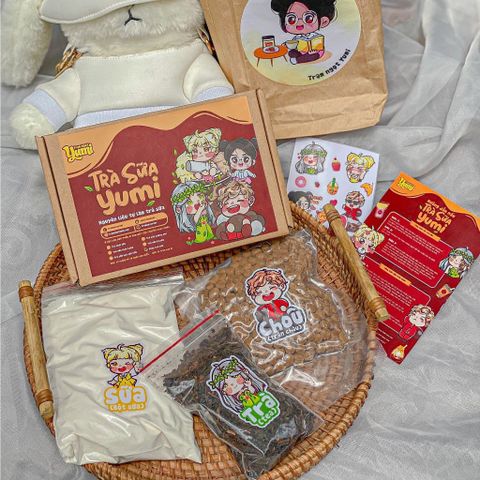 Set Nguyên Liệu Pha Trà Sữa Tự Nấu Yumi - Dành Cho 5-7 Ly - Hướng Dẫn Chi Tiết, An Toàn, Không Chất Bảo Quản