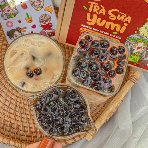 Set Nguyên Liệu Pha Trà Sữa Tự Nấu Yumi - Dành Cho 5-7 Ly - Hướng Dẫn Chi Tiết, An Toàn, Không Chất Bảo Quản