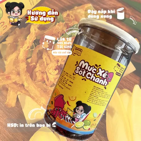 Mực Xé Sốt Chanh Yumi - Đồ Ăn Vặt Khô Ngon Miệng, Thơm Dẻo 200g/300g, Xuất Xứ Việt Nam