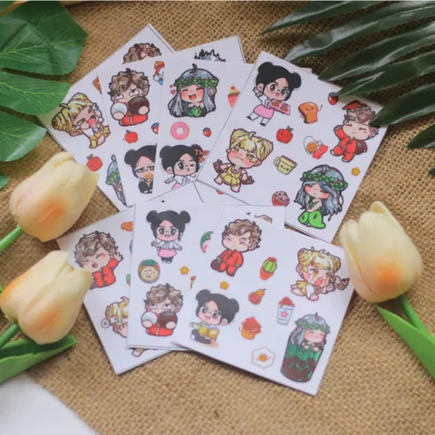 Miếng dán Sticker trang trí các nhân vật của Trạm ngọt Yumi, kích thước 8x8cm
