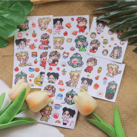 Miếng dán Sticker trang trí các nhân vật của Trạm ngọt Yumi, kích thước 8x8cm