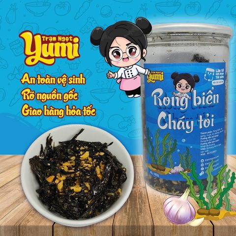 Rong Biển Cháy Tỏi Yumi 150g - Snack Giòn Thơm Ngon, Thích Hợp Ăn Vặt và Ăn Cơm, Đặc Sản Việt Nam