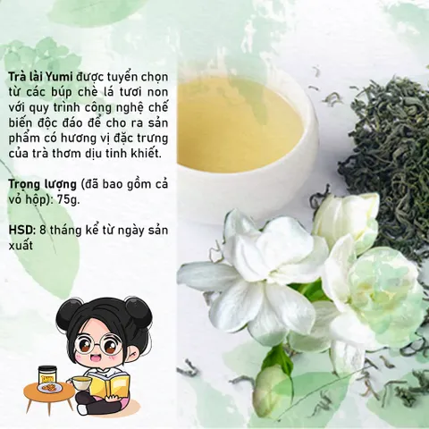 Trà Lài Yumi 75g - Trà Xanh Sấy Hoa Lài Tự Nhiên, Hương Thơm Dịu Mát, Thực Phẩm Nguyên Chất Từ Thiên Nhiên