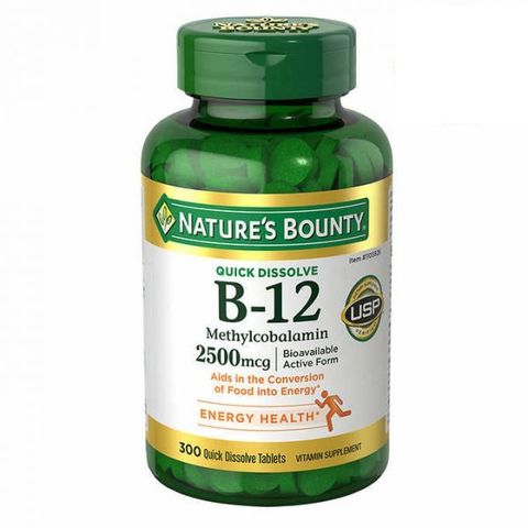 Viên Bổ Sung Vitamin B12 Nature's Bounty 2500mcg - 300 Viên Hỗ Trợ Sức Khỏe Tim Mạch & Cải Thiện Năng Lượng