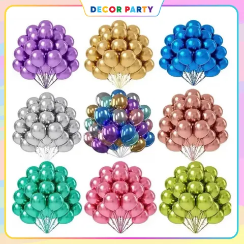 Set 50 Bóng Bay Siêu Nhũ Chrome - Trang Trí Sinh Nhật, Cưới Hỏi và Sự Kiện - Bóng Đẹp, Bền, An Toàn Cho Trẻ Em