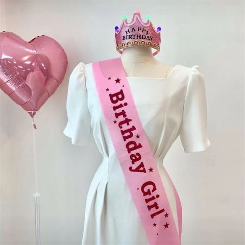Dải Băng Đeo Chéo, Dây Vải Đeo Vai Happy Birthday Trang Trí Sinh Nhật Nhiều Màu Sắc