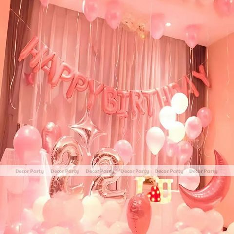 Set Trang Trí Sinh Nhật Người Lớn - Bộ Phụ Kiện Trang Trí Sinh Nhật Kèm Bóng Số, Sắc Màu Tùy Chọn, Dễ Dàng Sử Dụng