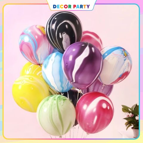 Set 10 Bóng Bay Vân Đá 12 Inch Trang Trí Tiệc Sinh Nhật - Bóng Loang Dày Chất Liệu Cao Su [Size 30CM]