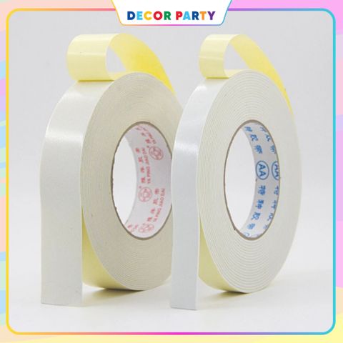 Băng Dính Xốp Vàng Hai Mặt Siêu Dính - Dùng Trang Trí Bóng Sinh Nhật, Phòng Cưới, Sự Kiện (2.5cm, 5m)