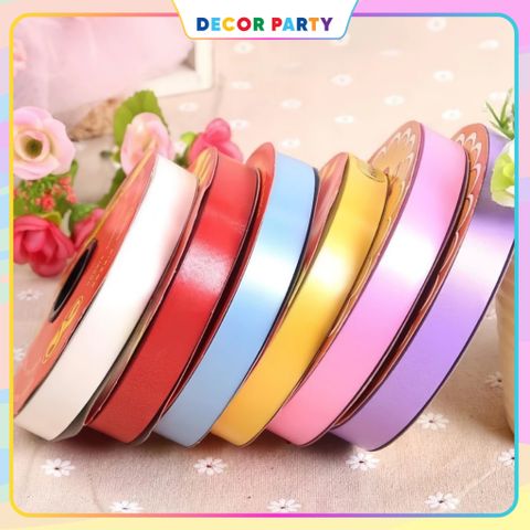 Dây Ruy Băng Nhựa 1cm - Trang Trí Phòng Cưới, Sự Kiện, Bó Hoa, Gói Quà - Dài 22 Mét, Đủ Màu Sắc