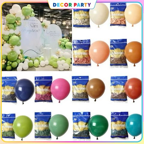 Bộ 100 Bóng Bay Cao Su Màu Lì Tông Xuân - Bóng Bay Trang Trí Sinh Nhật Sự Kiện Đẹp Sang Trọng 10 Inch