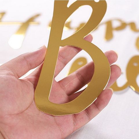 Dây Chữ Happy Birthday Ép Kim - Trang Trí Tiệc Sinh Nhật Sang Trọng, Chất Liệu Giấy Cứng Màu Vàng, Bạc, Hồng Gold
