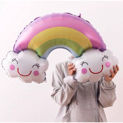 Bóng Hình Cầu Vồng Mây 90CM Trang Trí Tiệc Sinh Nhật Đáng Yêu - Bóng Tráng Nhôm Tái Sử Dụng Cho Bé