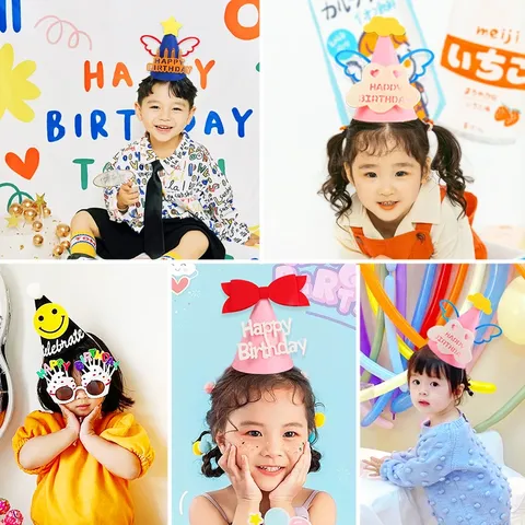 Mũ Sinh Nhật Phong Cách Hàn Quốc - Mũ Dạ Nỉ Đa Dạng Cho Mọi Lứa Tuổi, Đạo Cụ Tiệc và Chụp Ảnh