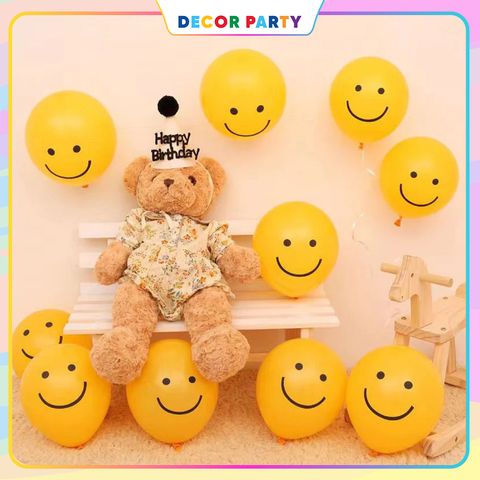 Set 10 Bóng Cao Su Mặt Cười Vàng Tươi - Phụ Kiện Trang Trí Tiệc Sinh Nhật, Hội Nghị, Tiệc Tùng Chất Lượng Cao