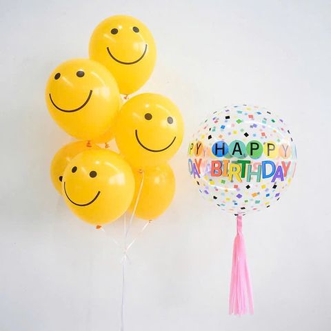 Set 10 Bóng Cao Su Mặt Cười Vàng Tươi - Phụ Kiện Trang Trí Tiệc Sinh Nhật, Hội Nghị, Tiệc Tùng Chất Lượng Cao