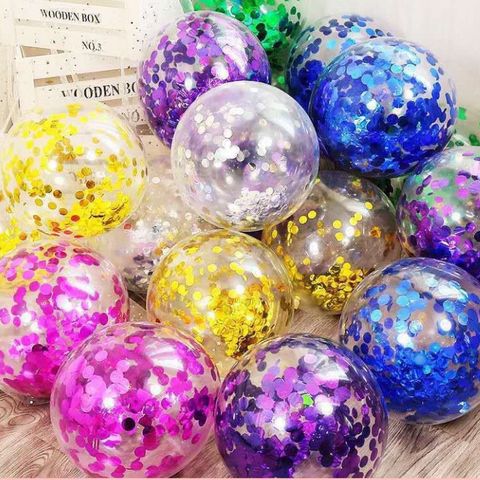 Set 10 Bóng Bay Sequin Trong Suốt 12inch - Trang Trí Sinh Nhật, Tiệc Cưới, Sự Kiện Sang Trọng