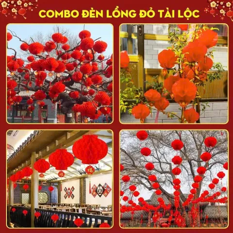 Set Đèn Lồng Đỏ Tài Lộc Tết 2026 – Trang Trí Nhà Cửa & Sự Kiện Xuân Bính Ngọ Rực Rỡ May Mắn, Chống Nước, Đẹp Dễ Dàng Treo