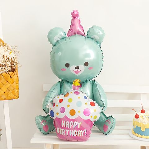 Bóng Hình Gấu Ôm Bánh & Bóng Hình Voi Trang Trí Sinh Nhật - Đồ Chơi Thôi Nôi Cho Bé 50x70CM
