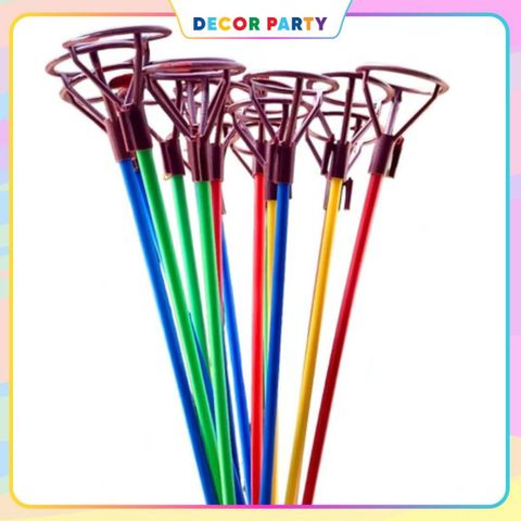 Bộ 10 Que Gắn Bóng Bay Màu Sắc Sặc Sỡ - Que Nhựa Kích Thước 25-30cm Cho Trẻ Em Chơi Đùa - Phụ Kiện Tiệc Tùng
