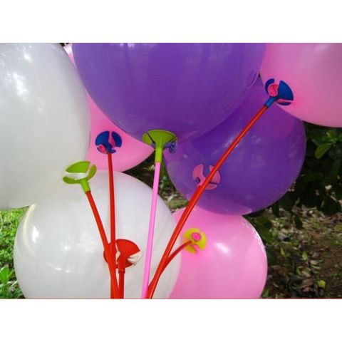 Bộ 10 Que Gắn Bóng Bay Màu Sắc Sặc Sỡ - Que Nhựa Kích Thước 25-30cm Cho Trẻ Em Chơi Đùa - Phụ Kiện Tiệc Tùng