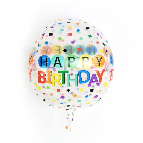 Bóng Jumbo 4D Trong Suốt In Happy Birthday - Bộ Bóng Trang Trí Sinh Nhật Phong Cách Hàn Quốc Kèm Trụ Mica 70cm