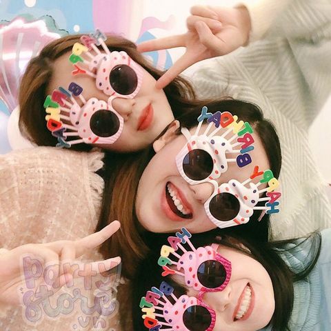 Kính Mắt Happy Birthday - Phụ Kiện Tiệc Sinh Nhật Vui Nhộn, Chụp Ảnh Đẹp Với Kính Nhựa Màu Sắc Rực Rỡ