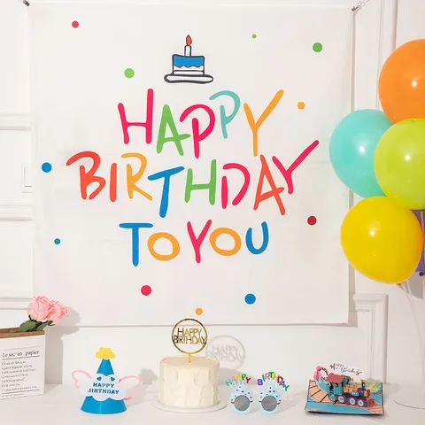 Phông Nền Happy Birthday Hàn Quốc - Background Trang Trí Sinh Nhật 90x70cm - Phong Cách Tinh Tế cho Tiệc Em Bé và Người Lớn