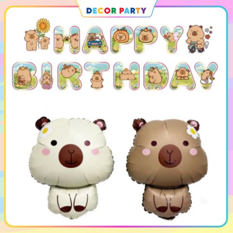 Bóng Hình Capybara Trang Trí Sinh Nhật - Bóng Nhôm Đẹp Để Tiệc Tùng Bé Trai Bé Gái, An Toàn và Dễ Dàng Sử Dụng