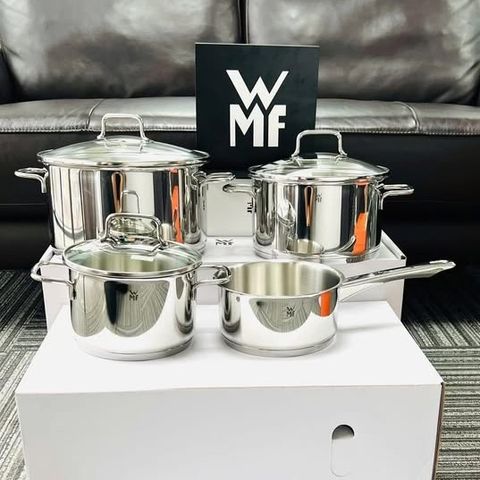 Bộ nồi inox WMF ASTORIA 4 món - Dùng cho mọi loại bếp, chất liệu siêu bền Cromargan, nắp kính chịu nhiệt, thiết kế sang trọng
