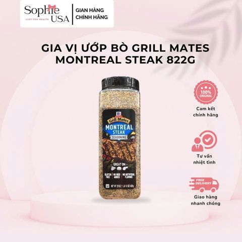 Gia vị ướp Bò Grill Mates Montreal Steak 822g - Hương vị thịt nướng đậm đà, thơm ngon, hoàn hảo cho BBQ và món ăn ngon miệng.