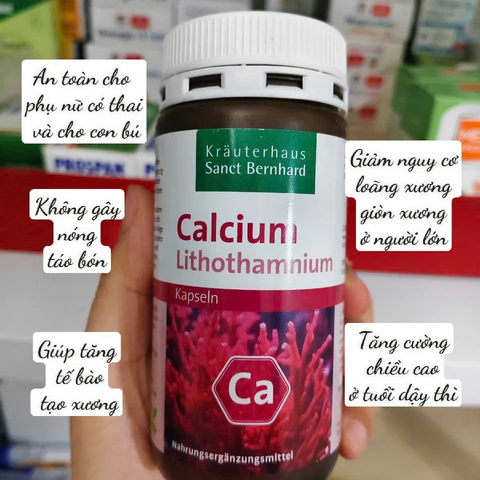 Viên Uống Calcium Lithothamnium Kapseln Đức - Bổ Sung Canxi Từ Tảo Biển Đỏ, 120 Viên, Hỗ Trợ Xương Răng Khỏe Mạnh, Dễ Hấp Thu
