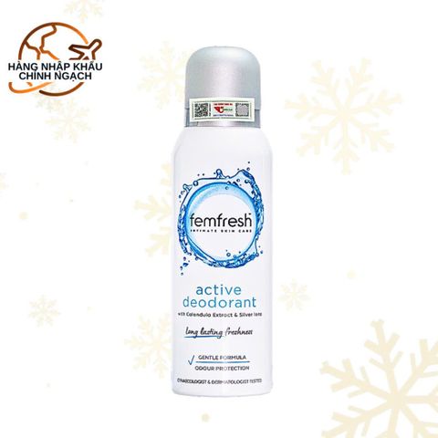 Xịt khử mùi và thơm mát vùng kín cao cấp - Femfresh Active Deodorant Spray 125ml
