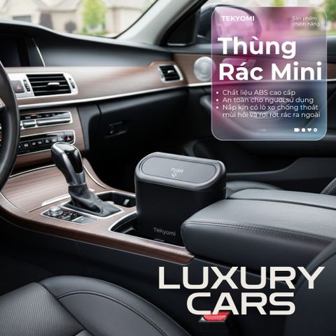 Thùng Rác Ô Tô Mini Tekyomi - Đen Sang Trọng, Nhựa ABS Cao Cấp, Nắp Nhấn Tiện Lợi, Giữ Xe Luôn Sạch Sẽ, Dễ Lắp Đặt