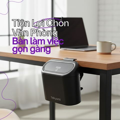 Thùng Rác Ô Tô Mini Tekyomi - Đen Sang Trọng, Nhựa ABS Cao Cấp, Nắp Nhấn Tiện Lợi, Giữ Xe Luôn Sạch Sẽ, Dễ Lắp Đặt