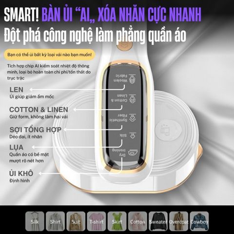 Bàn Ủi Hơi Nước Cầm Tay TEKYOMI ST-01M 1200W - Công Nghệ AI, Diệt Khuẩn và Khử Mùi, 5 Chế Độ Ủi Nhanh Tiện Lợi