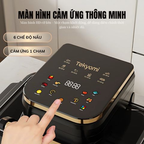 Nồi Chiên Không Dầu Tekyomi NC-01 12L 1800W - Cửa Sổ Quan Sát 270°, Công Nghệ Rapid Air, Màn Hình Cảm Ứng, Đa Chế Độ Nấu