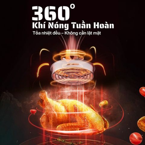 Nồi Chiên Không Dầu Tekyomi NC-01 12L 1800W - Cửa Sổ Quan Sát 270°, Công Nghệ Rapid Air, Màn Hình Cảm Ứng, Đa Chế Độ Nấu