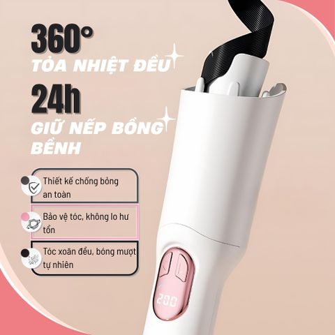 Máy Uốn Tóc Không Dây TEKYOMI MT-01 - Công Nghệ Ceramic và Ion Âm, Tích Hợp Pin 5000mAh, Sạc Nhanh Type-C, Uốn Tóc Siêu Nhanh 30s