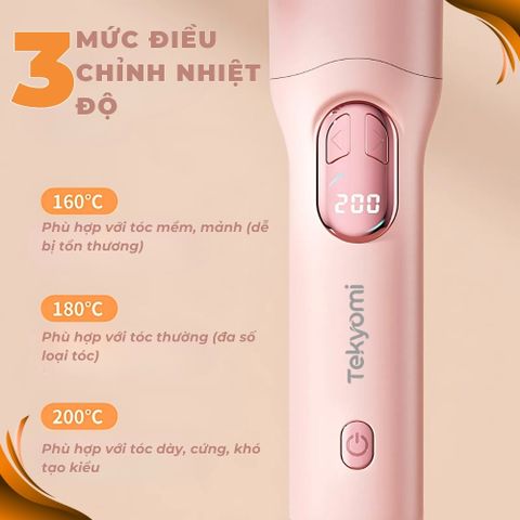 Máy Uốn Tóc Không Dây TEKYOMI MT-01 - Công Nghệ Ceramic và Ion Âm, Tích Hợp Pin 5000mAh, Sạc Nhanh Type-C, Uốn Tóc Siêu Nhanh 30s